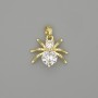 Spider Pendant Charm, Gold-Tone Metal with White Rhinestones, 19mm+
