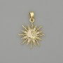 Star Pendant Charm, Gold-Tone Metal with White Rhinestones, 26x20mm+