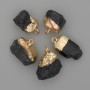 Schorl Tourmaline Pendant, Raw Stone, Gold-Tone Metal, 24-32x14-22mm+/- Assorted Size