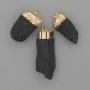 Schorl Tourmaline Pendant, Raw Stone, Gold-Tone Metal, 24-30x13-15mm+/- Assorted Size