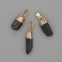 Schorl Tourmaline Pendant, Raw Stone, Gold-Tone Metal, 21-25x7.5x10mm+/- Assorted Size