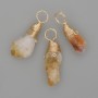 Citrine Pendant, Raw Stone, Gold-Tone Metal, 35x11mm+/- Assorted Size