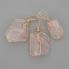Rose Quartz Pendant Raw Stone in Gold-Toned Wire Wrap 55x26mm+/- Assorted Size