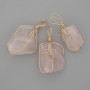 Rose Quartz Pendant Raw Stone in Gold-Toned Wire Wrap 55x26mm+/- Assorted Size