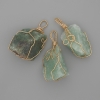 Fluorite Pendant Raw Stone in Gold-Toned Wire Wrap 44x20mm+/- Assorted Size