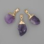Amethyst Pendant Rough Stone Gold-Tone Metal 29x16mm+