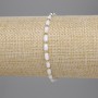 Bracelet Czech Crystal White Faceted Cylinder 5x3mm+- Bead 2mm+-, 18cm Length Stretch
