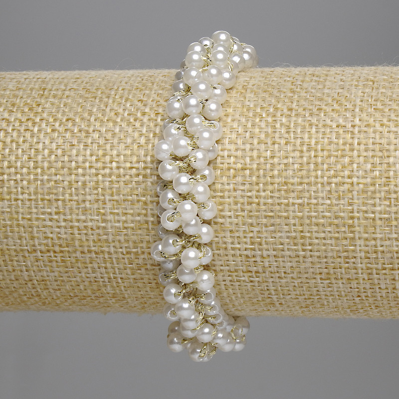 White Beads Hair Elastic 4mm+