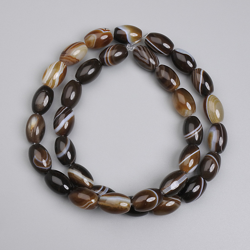 Agate Beads Barrel, diameter 12x8mm+/-, length 39cm+/- on fishing line