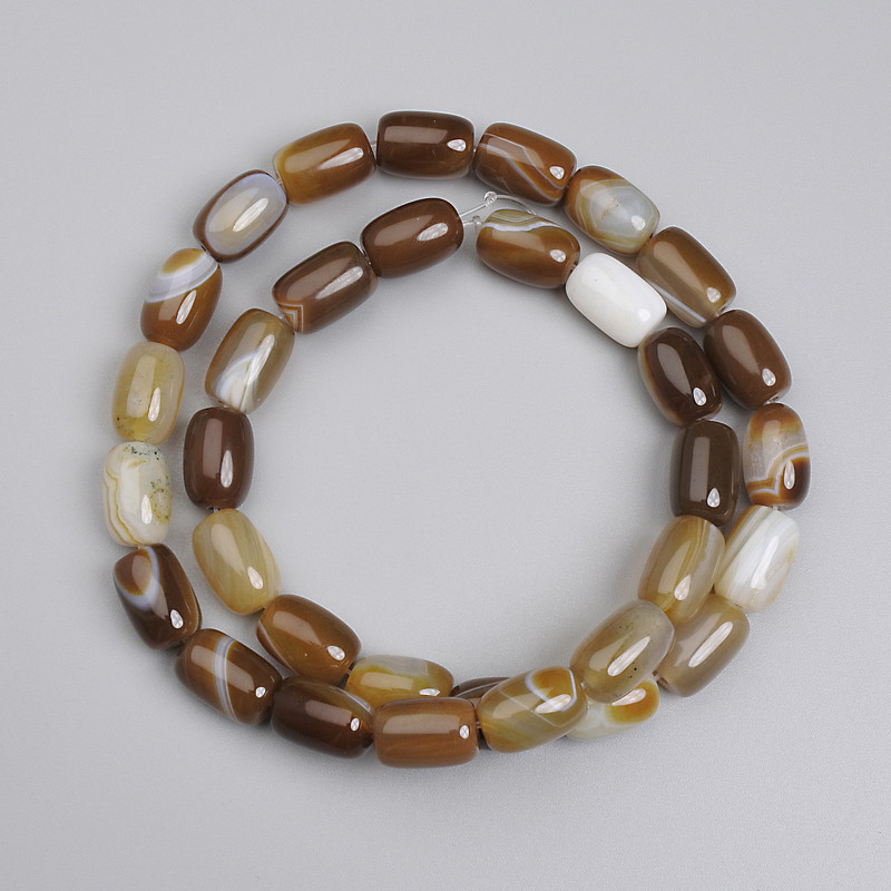 Agate Beads Barrel, diameter 11.5x8mm+/-, length 39cm+/- on fishing line