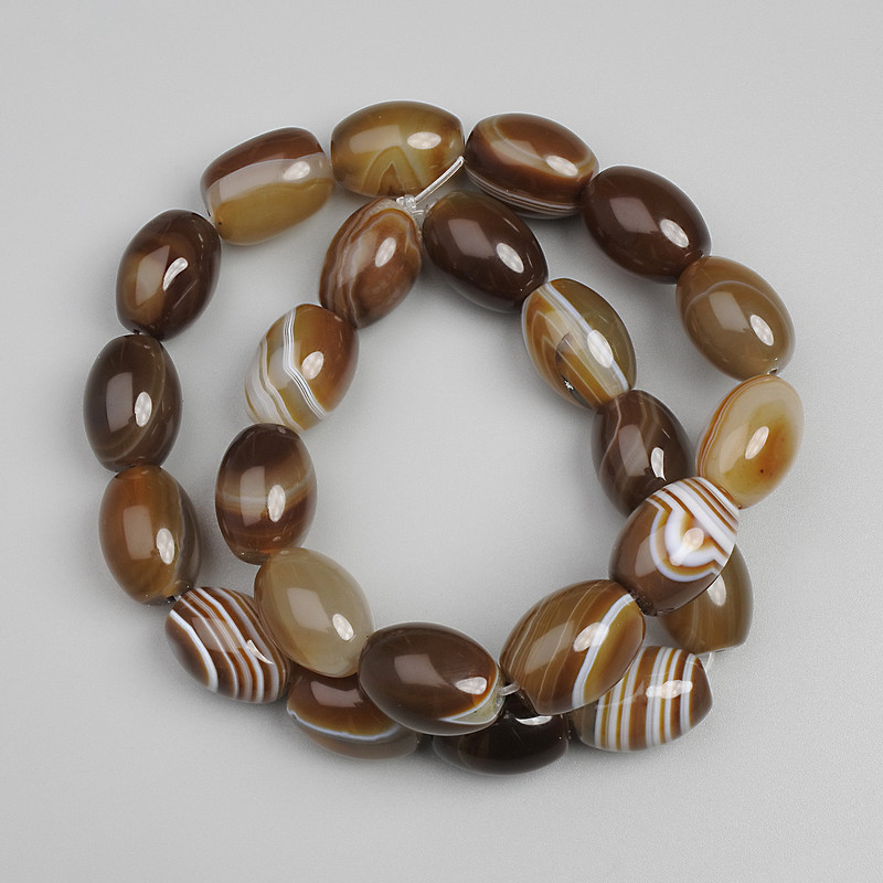 Agate Beads Barrel, diameter 15.5x11mm+/-, length 38cm+/- on fishing line