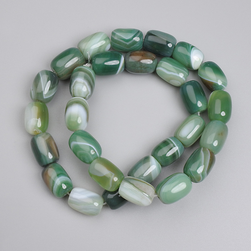 Agate Beads Barrel, diameter 14x10mm+/-, length 38cm+/- on fishing line