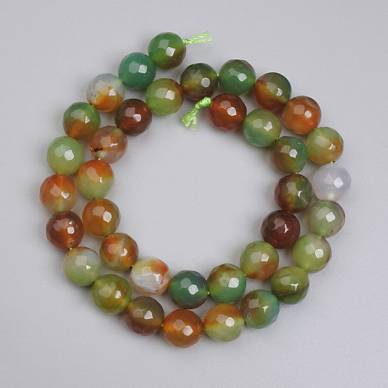 Brazilian Agate Faceted Round Beads, diameter 10mm+/-, length 36cm+/- on thread