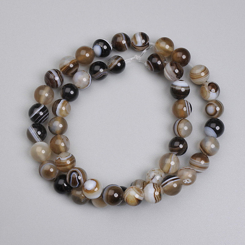 Agate Smooth Round Beads, diameter 8mm+/-, length 38cm+/- on fishing line
