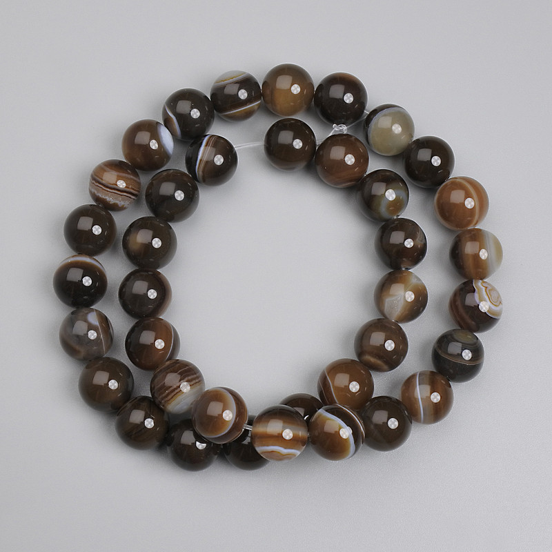 Agate Beads Smooth Round, Diameter 10mm+-, Length 38cm+- on Fishing Line