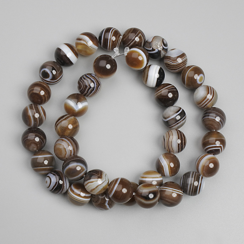 Agate Beads Smooth Round, Diameter 10mm+-, Length 38cm+- on Fishing Line