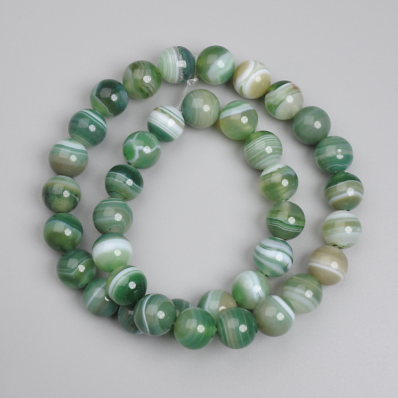 Agate Beads Smooth Round, Diameter 10mm+-, Length 38cm+- on Fishing Line
