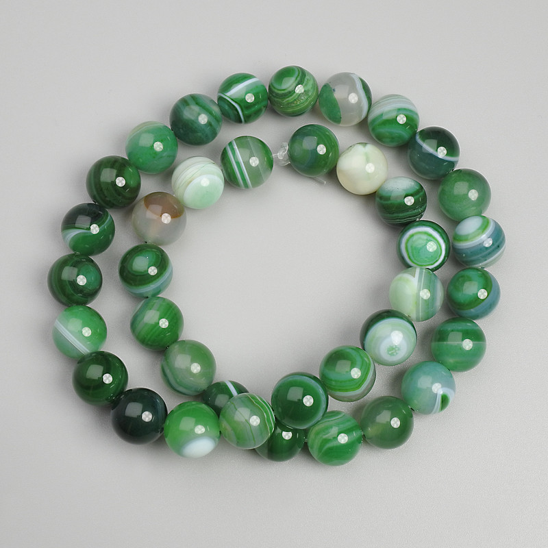 Agate Beads Smooth Round, Diameter 10mm+-, Length 38cm+- on Fishing Line