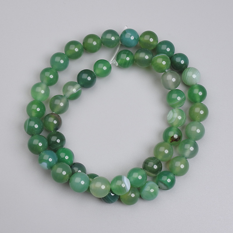 Agate Beads Smooth Round, Diameter 8mm+-, Length 38cm+- on Fishing Line