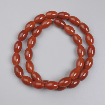 Carnelian Barrel Beads, Diameter 12x8mm+- on Fishing Line, Length 39cm+
