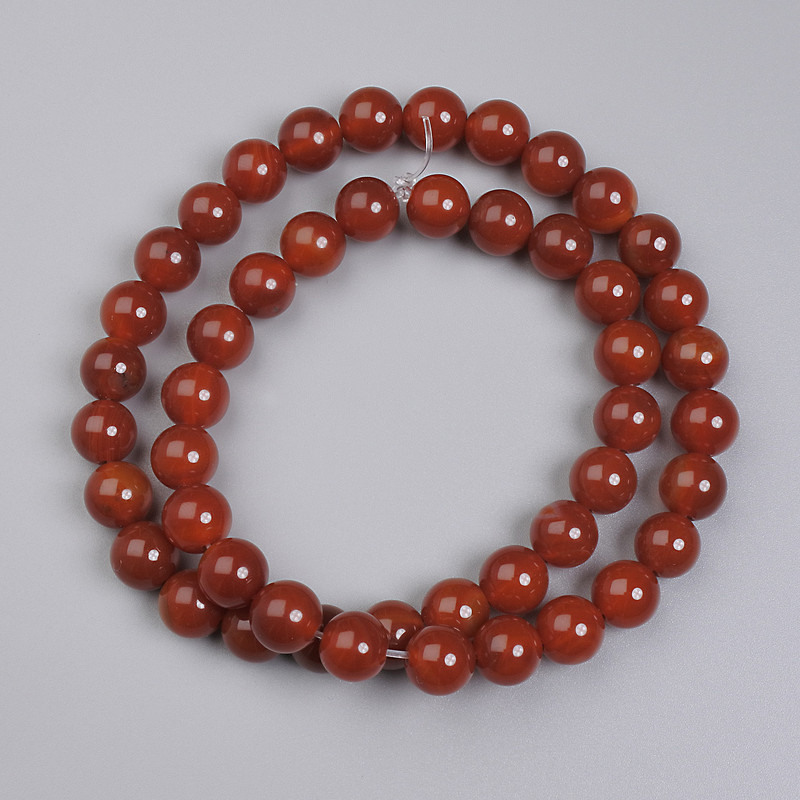 Carnelian Beads Smooth Round, Diameter 8mm+- on Fishing Line, Length 38cm+