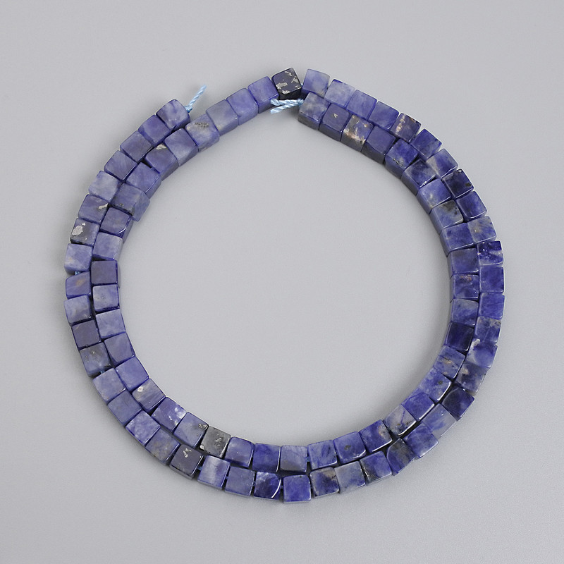 Sodalite Cube Beads, diameter 4.5x4.5mm+- on a thread, length 39cm+