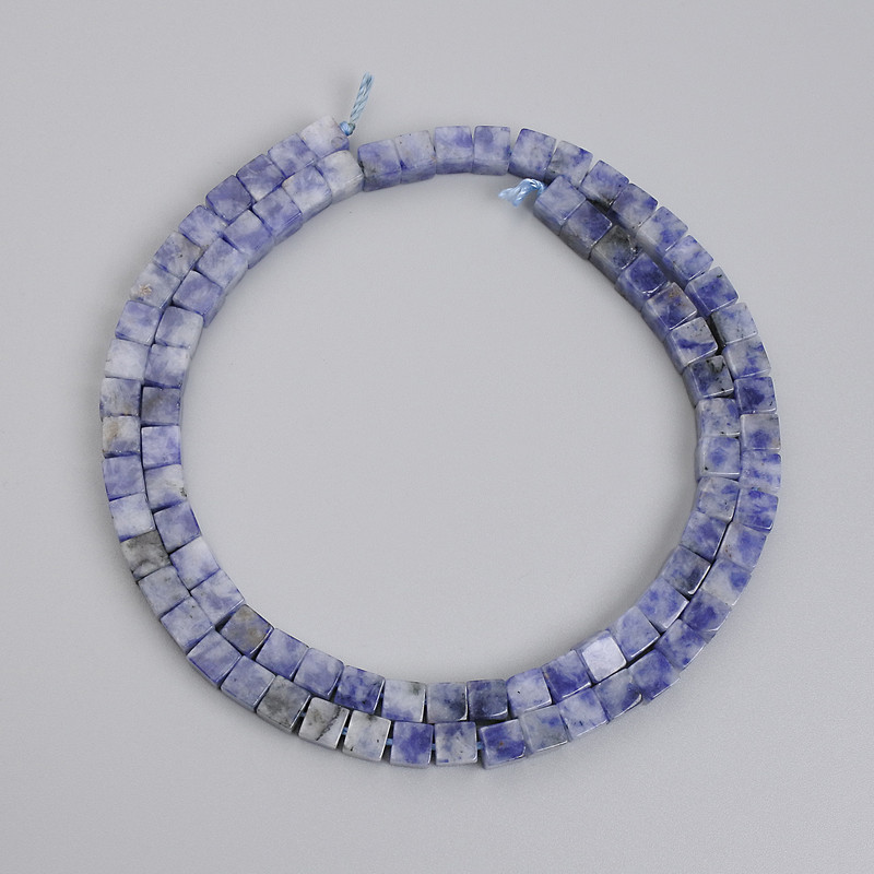 Sodalite Cube Beads, diameter 4.5x4.5mm+- on a thread, length 39cm+
