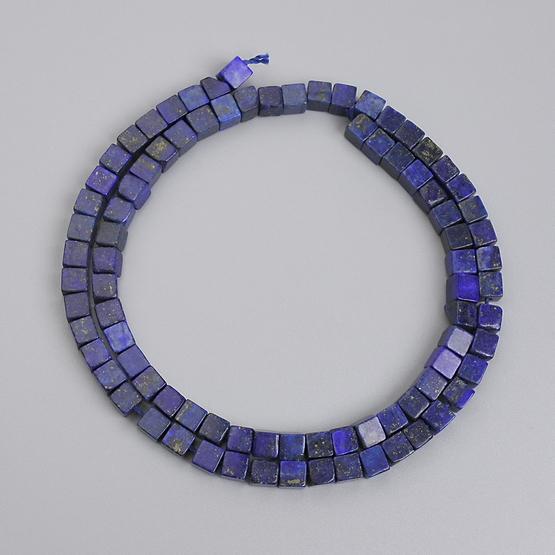 Lapis Lazuli Cube Beads, diameter 4.5x4.5mm+- on a thread, length 38cm+