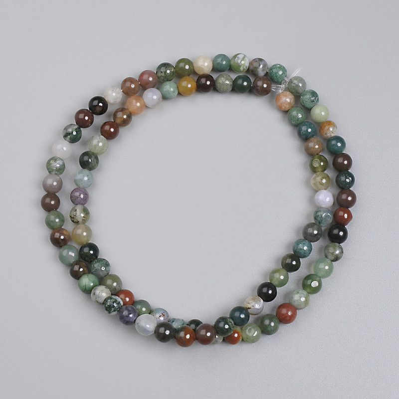 Multicolour Jasper Smooth Round Beads, diameter 4.5mm+- on fishing line, length 38cm+