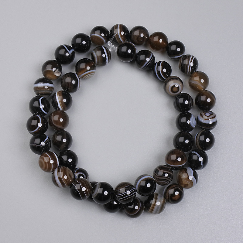 Agate Smooth Round Beads, diameter 8mm+- on fishing line, length 38cm+