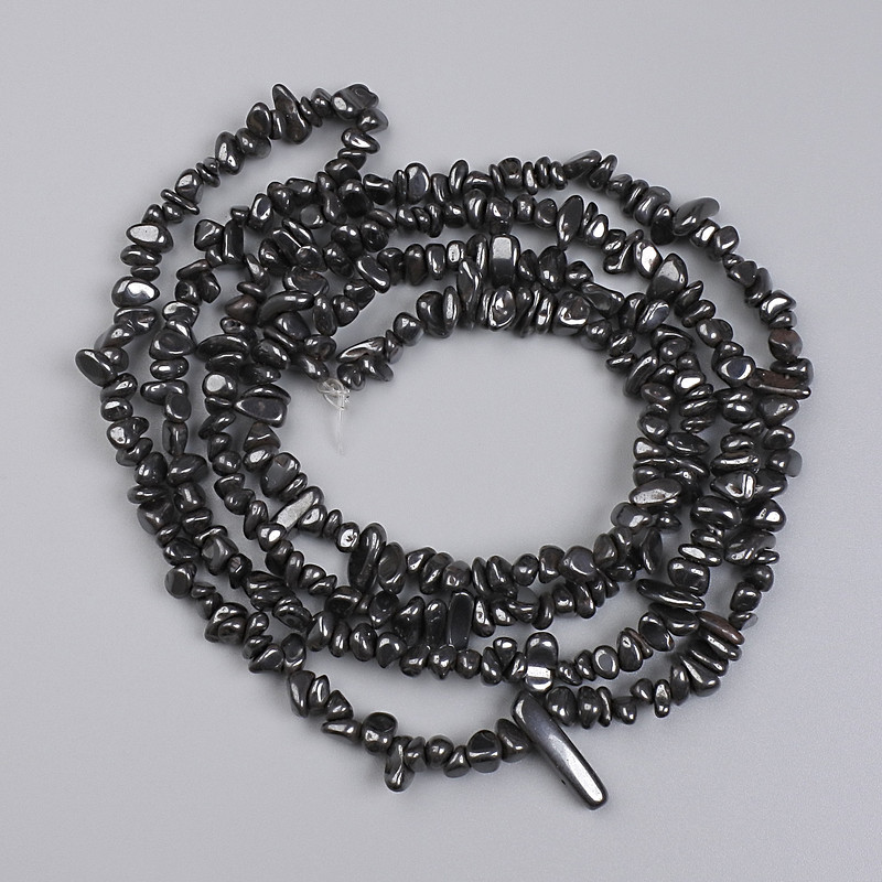Hematite Chip Beads, diameter 4-6x3-4mm+-, length 78cm+- on nylon thread