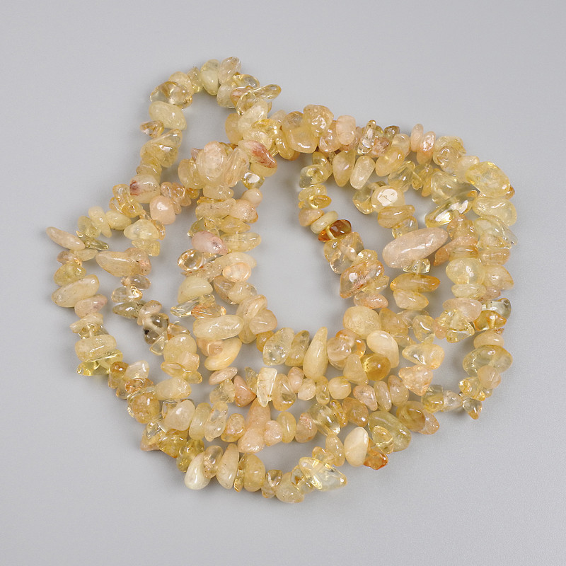 Citrine Chip Beads, diameter 4-10x2-4mm+-, length 76cm+- on nylon thread
