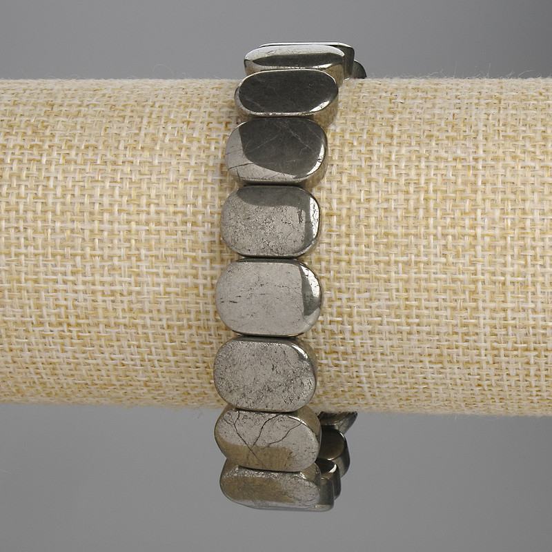 Pyrite Bracelet, smooth link 15x10mm+-, length 18cm+- stretch