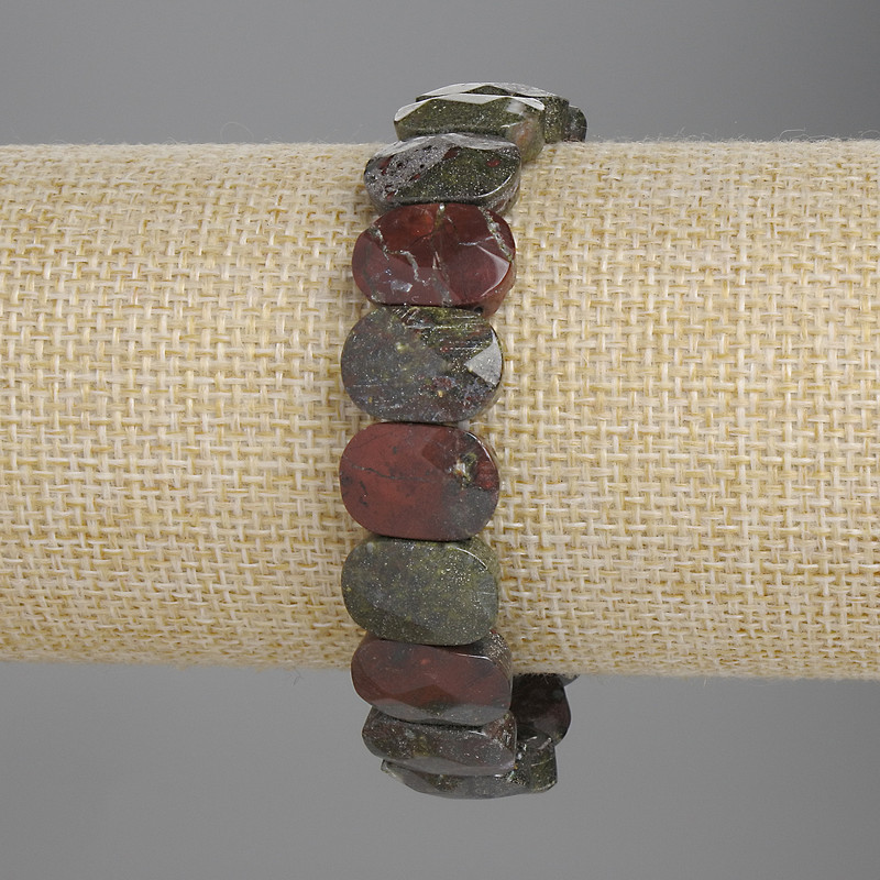 Dragon's Blood Jasper Bracelet, faceted link 15x10mm+-, length 18cm+- stretch