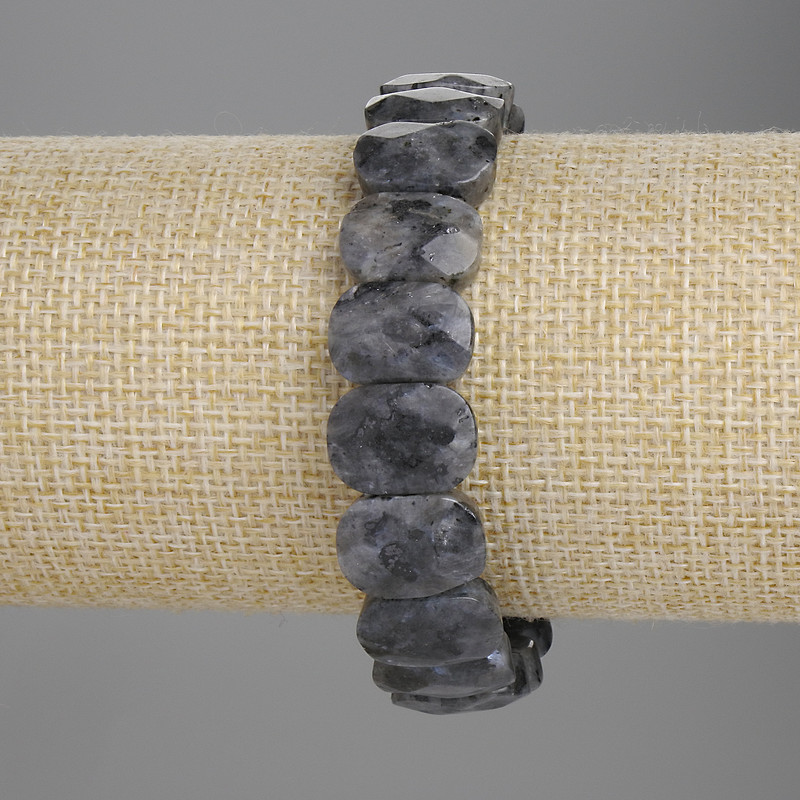 Larvikite Bracelet, faceted link 14x10mm+-, length 18cm+- stretch