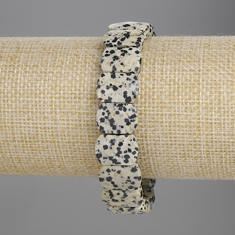 Dalmatian Jasper Bracelet, faceted link 14x10mm+-, length 18cm+- stretch