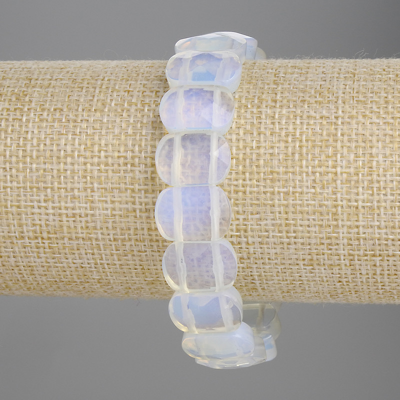 Moonstone Bracelet, faceted link 15x10mm+-, length 18cm+- stretch