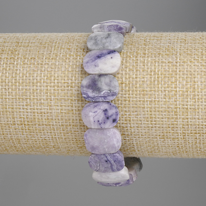 Charoite Bracelet, faceted link 15x10mm+-, length 18cm+- stretch