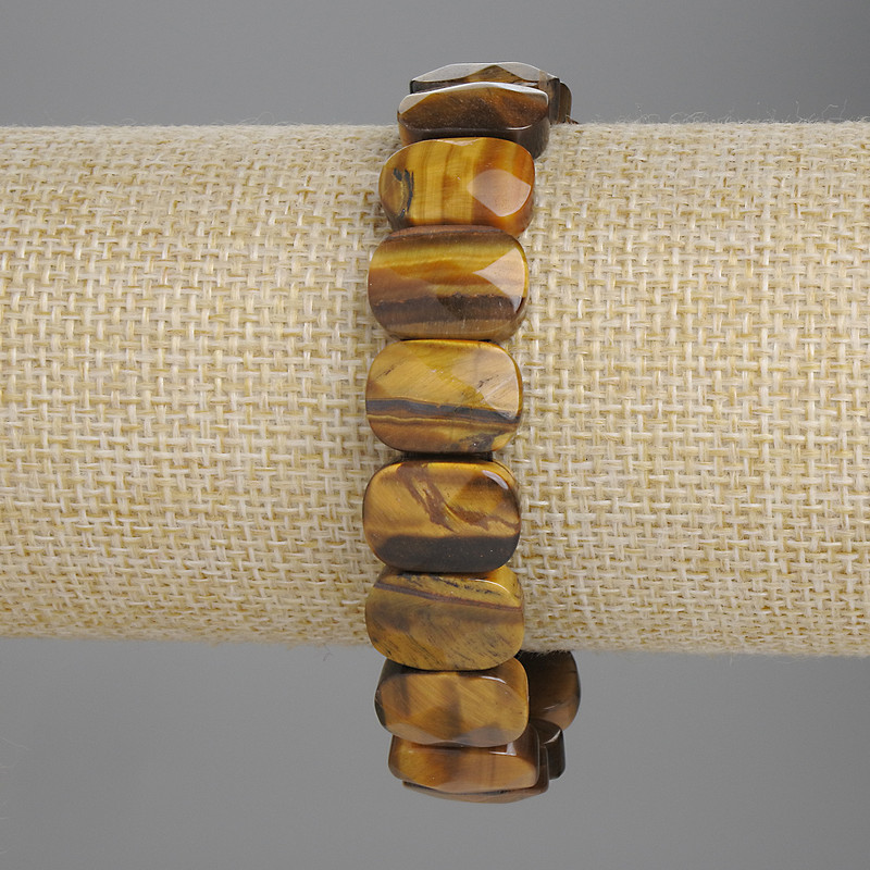 Tiger's Eye Bracelet, faceted link 14x10mm+-, length 18cm+- stretch