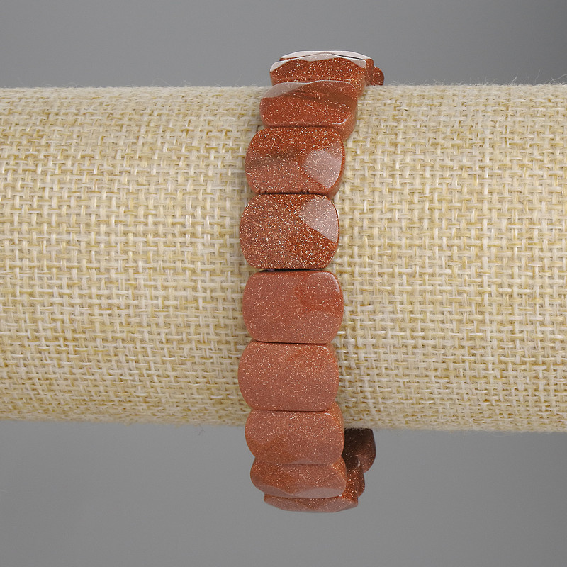 Golden Sand Aventurine Bracelet, faceted link 14x10mm+-, length 18cm+- stretch