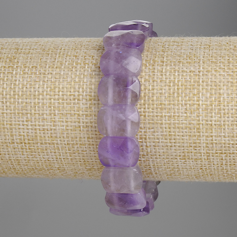 Amethyst Bracelet, faceted link 14x10mm+-, length 18cm+- stretch
