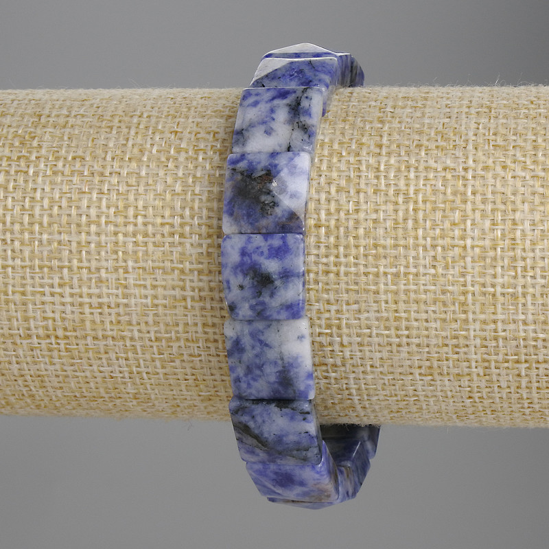 Sodalite Bracelet, faceted link 12x12mm+-, length 18cm+- stretch