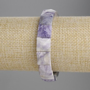 Charoite Bracelet, faceted link 12x12mm+-, length 18cm+- stretch
