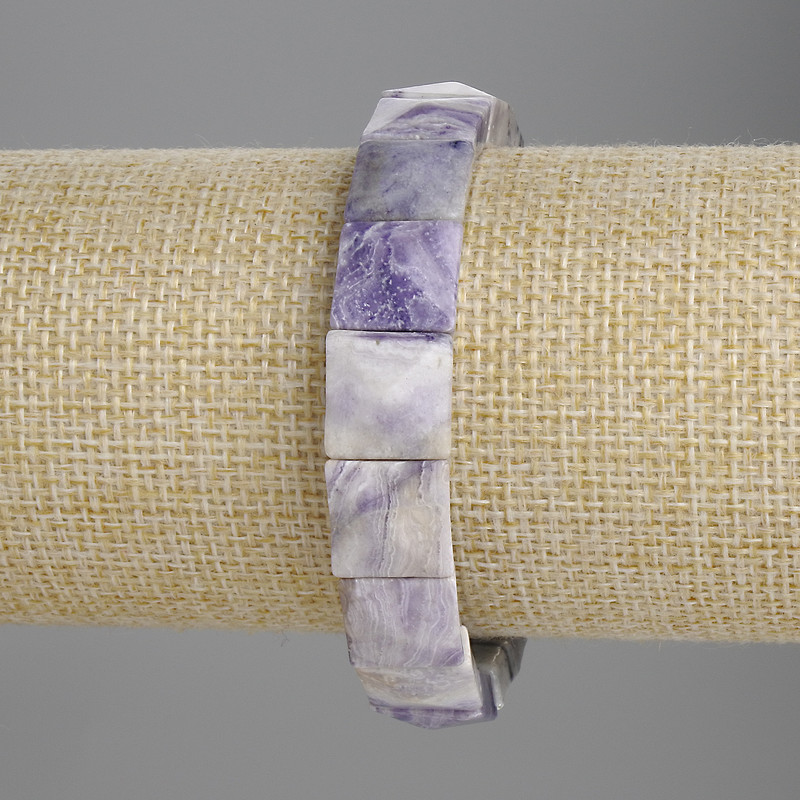 Charoite Bracelet, faceted link 12x12mm+-, length 18cm+- stretch