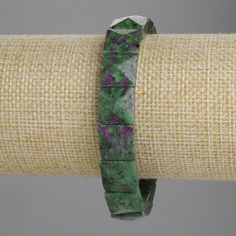 Bracelet Zoisite Faceted Link 12x12mm+/-, Length 18cm+/- Stretch