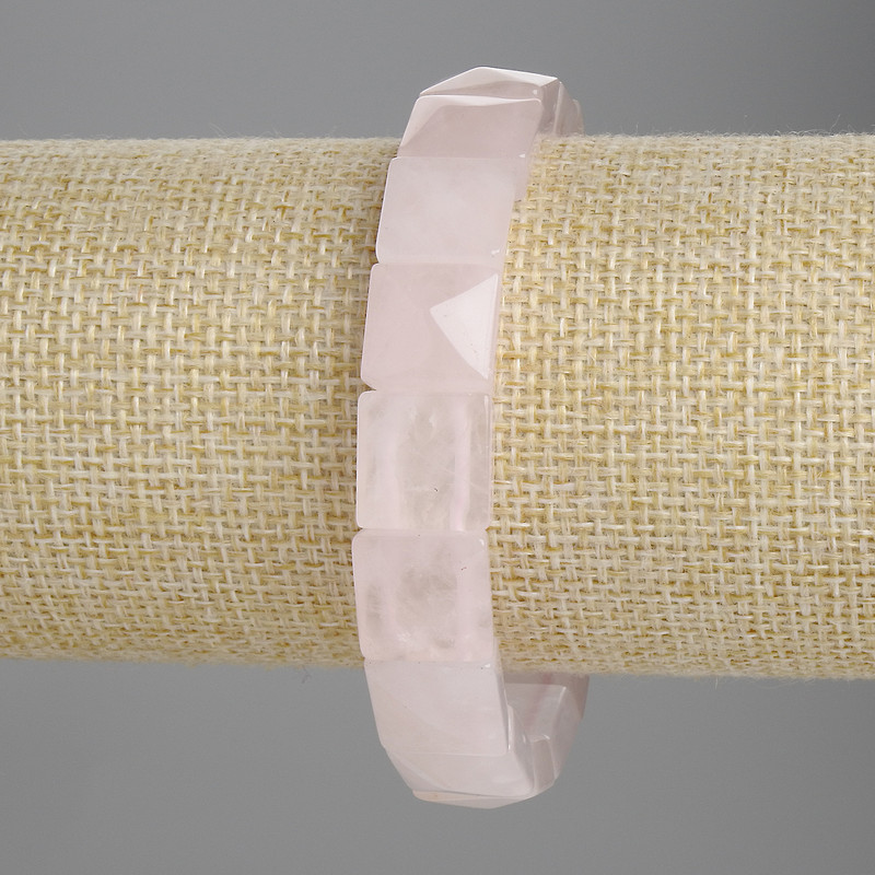 Rose Quartz Bracelet, Faceted Beads 12x12mm+/-, Length 18cm+/- Stretch