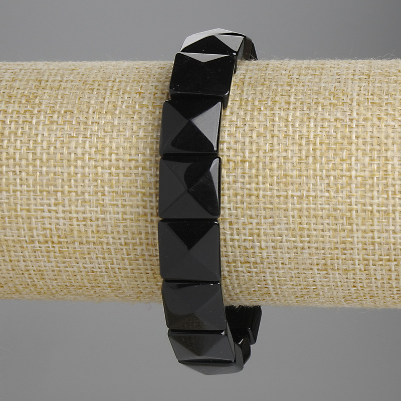 Agate Bracelet, Faceted Beads 12x12mm+/-, Length 18cm+/- Stretch