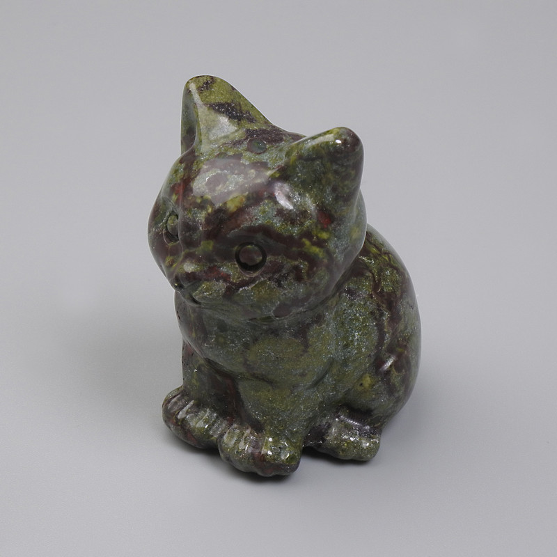 Dragon Blood Jasper Cat Souvenir Figurine 40x30x23mm+