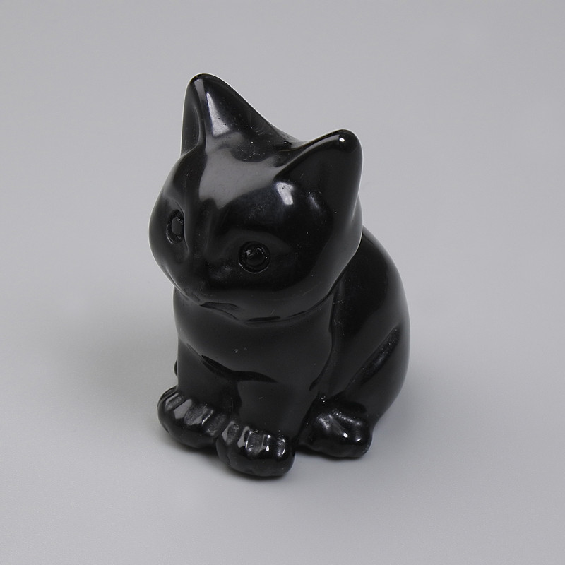 Souvenir Figurine Cat Black Agate 40×30×23mm+