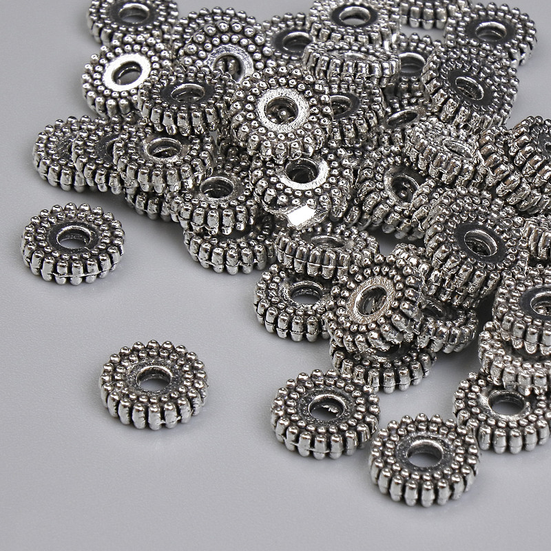 Bead Spacer, Silver Metal Colour, Diameter 7x2mm+/- Hole Diameter 2mm+/- Pack 20g ~58pcs+
